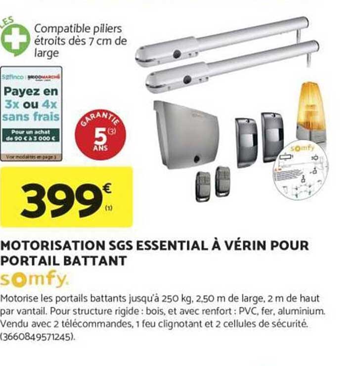 MOTORISATION SGS ESSENTIAL À VÉRIN POUR PORTAIL BATTANT