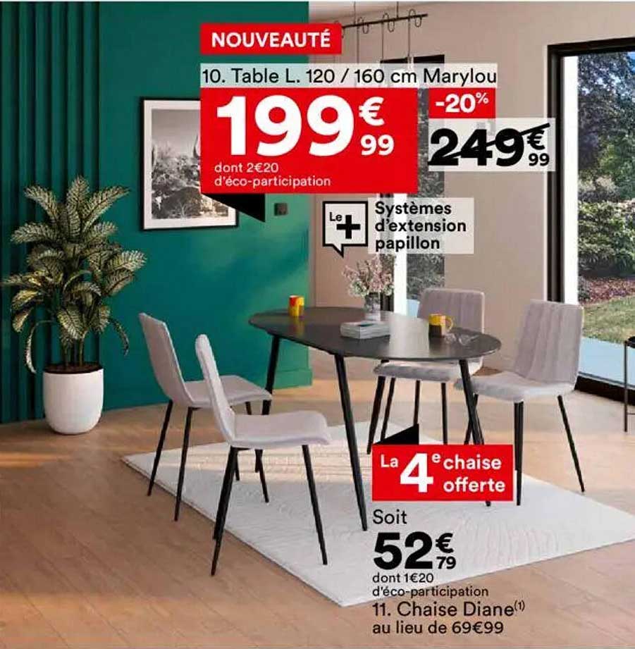 NOUVEAUTÉ 10. Table L. 120 / 160 cm Marylou