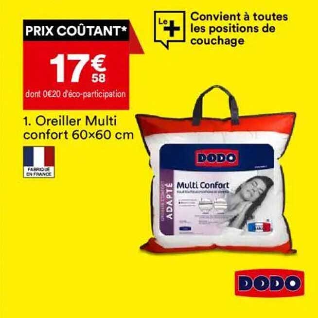 Oreiller Multi confort 60x60 cm