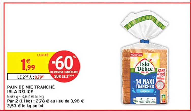 PAIN DE MIE TRANCHÉ ISLA DÉLICE