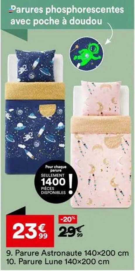 Parures phosphorescentes avec poche à doudou