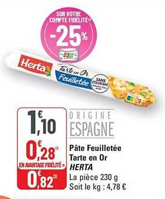 Pâte Feuilletée Tarte en Or HERTA