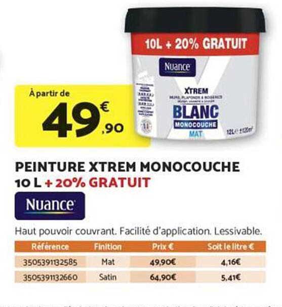 PEINTURE XTREM MONOCOUCHE 10 L + 20% GRATUIT