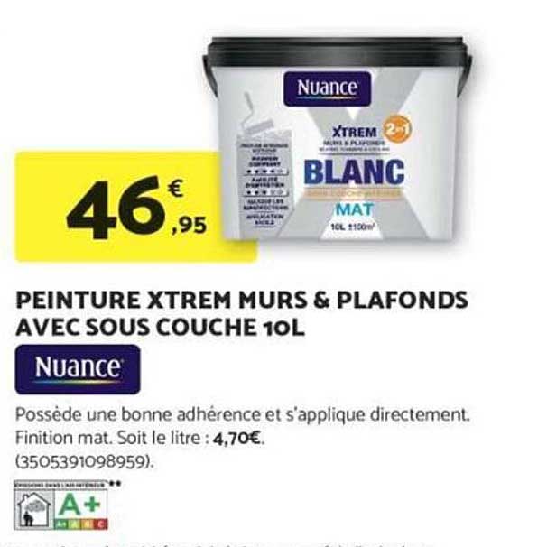 PEINTURE XTREM MURS & PLAFONDS AVEC SOUS COUCHE 10L