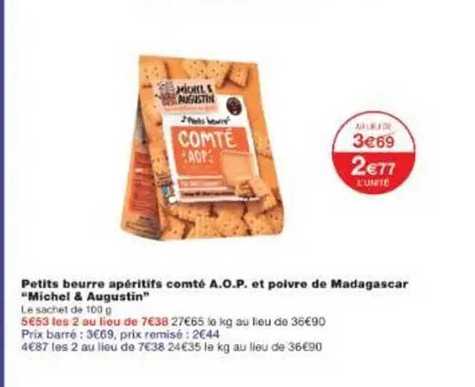 Petits beurre apéritifs comté A.O.P. et poivre de Madagascar "Michel & Augustin"