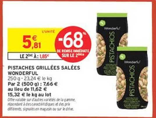 PISTACHES GRILLÉES SALÉES WONDERFUL