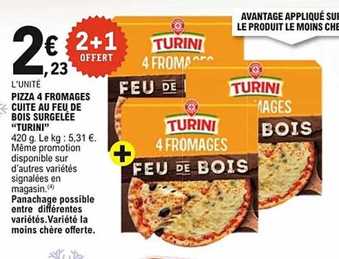 PIZZA 4 FROMAGES CUITE AU FEU DE BOIS SURGELÉE “TURINI”