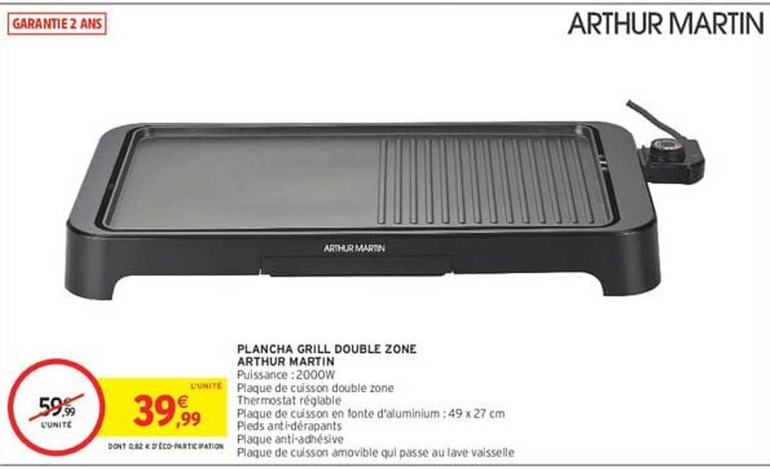 PLANCHA GRILL DOUBLE ZONE ARTHUR MARTIN