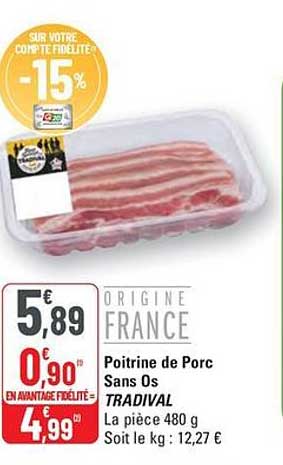 Poitrine de Porc Sans Os