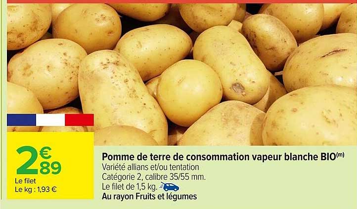 Pomme de terre de consommation vapeur blanche BIO