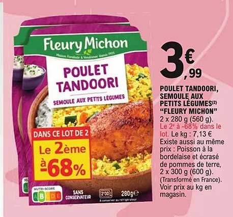 POULET TANDOORI, SEMOULE AUX PETITS LÉGUMES