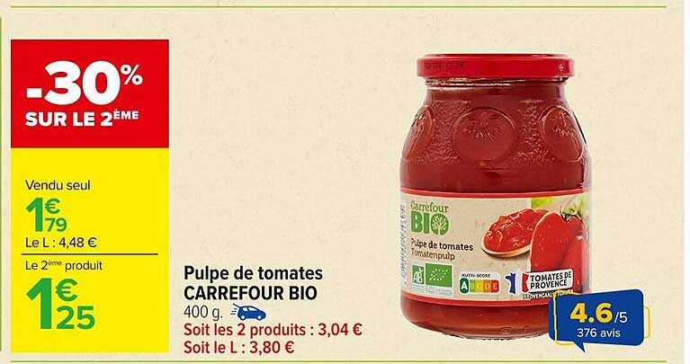 Pulpe de tomates CARREFOUR BIO