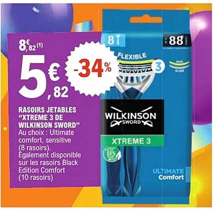 RASOIRS JETABLES "XTREME 3 DE WILKINSON SWORD"