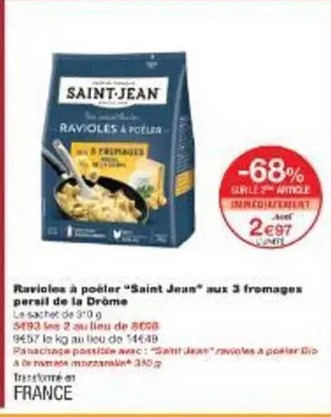 Ravioles à poêler “Saint Jean” aux 3 fromages persil de la Drôme