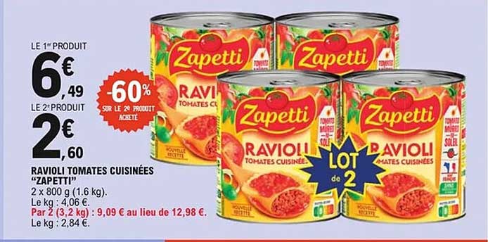 RAVIOLI TOMATES CUISINÉES "ZAPETTI"