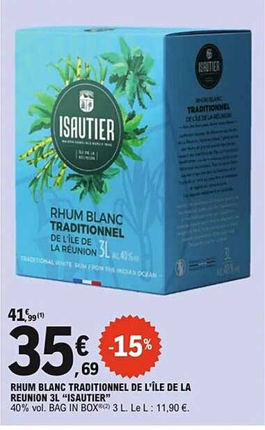 RHUM BLANC TRADITIONNEL DE L'ÎLE DE LA REUNION 3L "ISAUTIER"