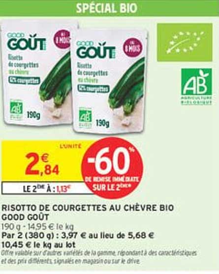 RISOTTO DE COURGETTES AU CHÈVRE BIO GOOD GOÛT