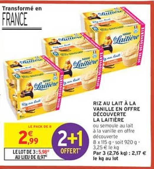 RIZ AU LAIT À LA VANILLE EN OFFRE DÉCOUVERTE LA LAITIÈRE