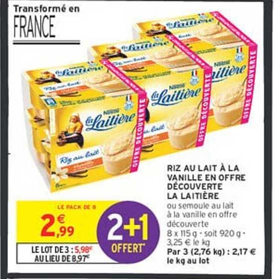 RIZ AU LAIT À LA VANILLE EN OFFRE DÉCOUVERTE LA LAITIÈRE