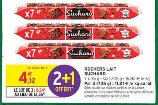 ROCHERS LAIT SUCHARD 2+1 OFFERT