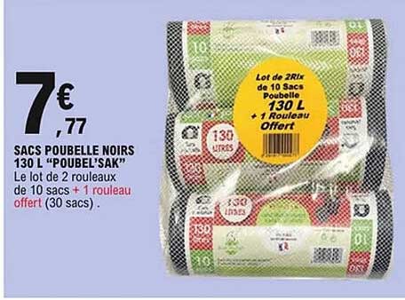 SACS POUBELLE NOIRS 130 L "POUBEL'SAK"