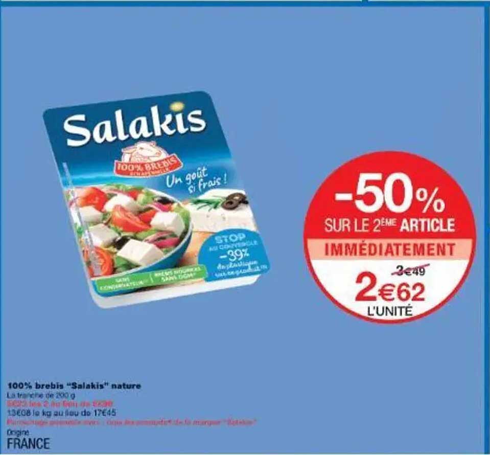 Salakis nature 100% brebis -50% sur le 2ème article