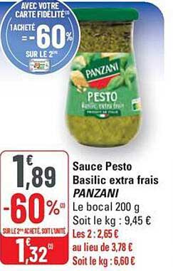 Sauce Pesto Basilic extra frais PANZANI