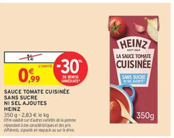 SAUCE TOMATE CUISINÉE SANS SUCRE NI SEL AJOUTÉS HEINZ