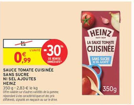 SAUCE TOMATE CUISINÉE SANS SUCRE NI SEL AJOUTÉS HEINZ