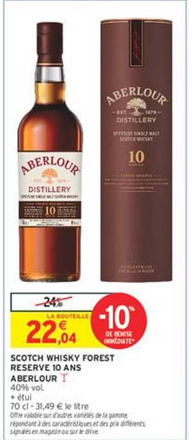 SCOTCH WHISKY FOREST RESERVE 10 ANS ABERLOUR