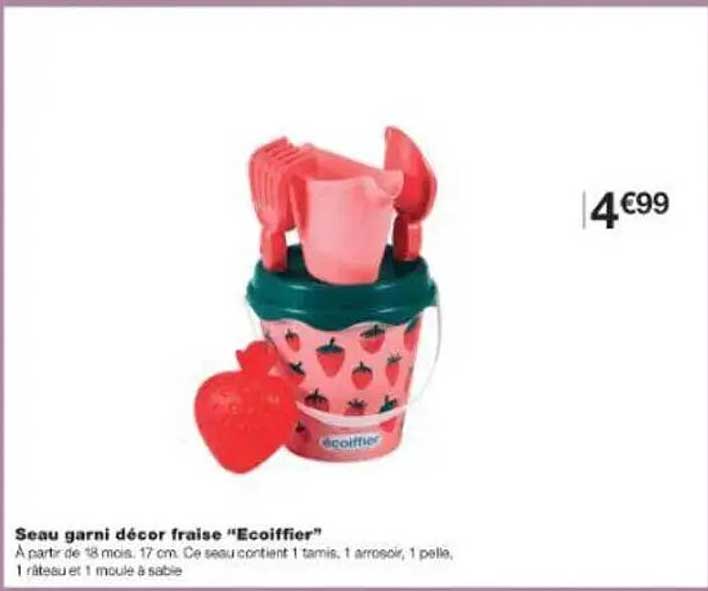 Seau garni décor fraise "Ecoiffier"
