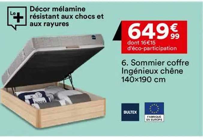 Sommier coffre Ingénieux chêne 140x190 cm