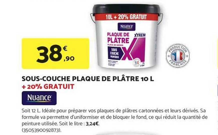 SOUS-COUCHE PLAQUE DE PLÂTRE 10 L + 20% GRATUIT