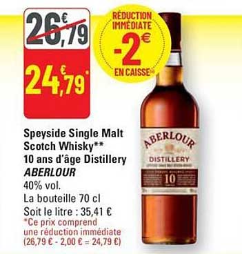 Speyside Single Malt Scotch Whisky 10 ans d'âge Aberlour