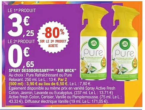 SPRAY DÉSODORISANT 5% "AIR WICK"