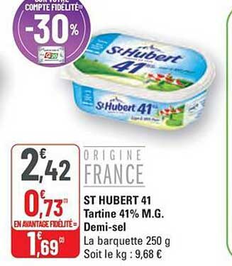 ST HUBERT 41 Tartine 41% M.G. Demi-sel