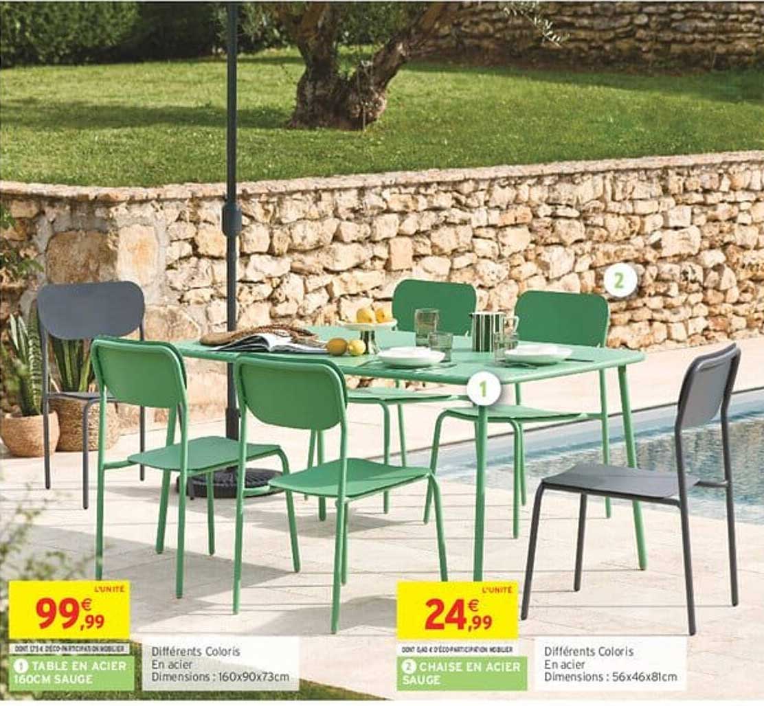 TABLE EN ACIER 160CM SAUGE