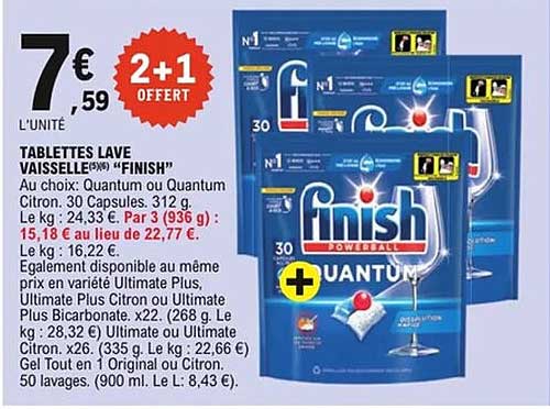 TABLETTES LAVE VAISSELLE "FINISH"