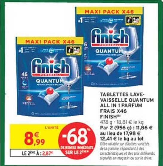 TABLETTES LAVE-VAISSELLE QUANTUM ALL IN 1 PARFUM X46 FINISH