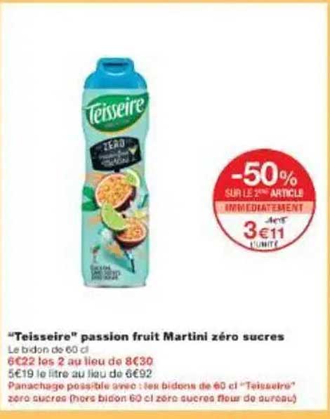 "Teisseire" passion fruit Martini zéro sucres