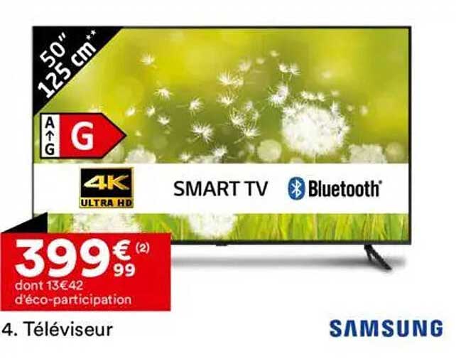 Téléviseur Samsung 50" 4K Ultra HD SMART TV Bluetooth