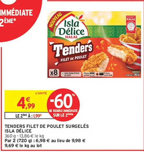 TENDERS FILET DE POULET SURGELÉS ISLA DÉLICE