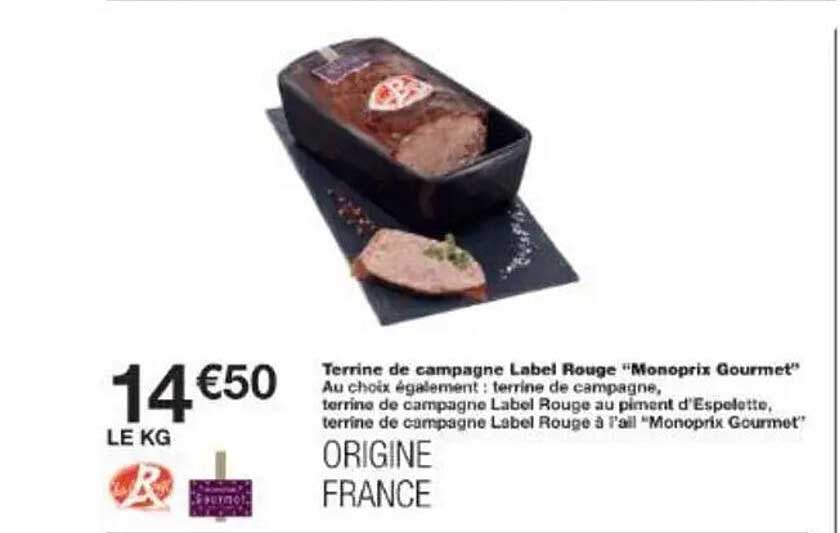 Terrine de campagne Label Rouge "Monoprix Gourmet"