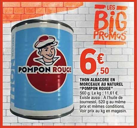 THON ALBACORE EN MORCEAUX AU NATUREL “POMPON ROUGE”