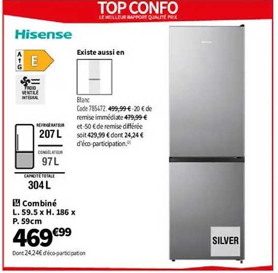 Top Confo - Réfrigérateur combiné Hisense
