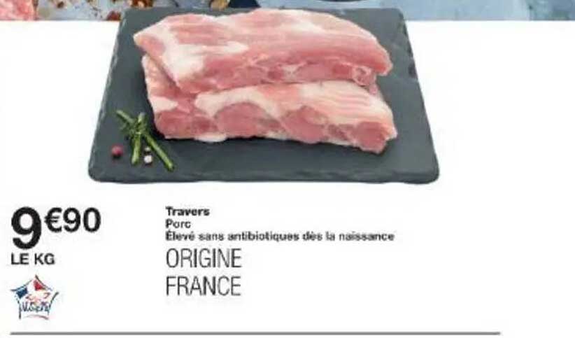 Travers Porc Élevé sans antibiotiques dès la naissance