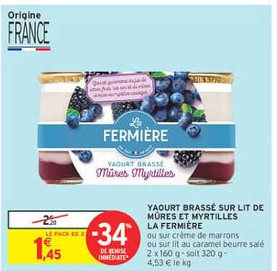 YAOURT BRASSÉ SUR LIT DE MÛRES ET MYRTILLES LA FERMİÈRE