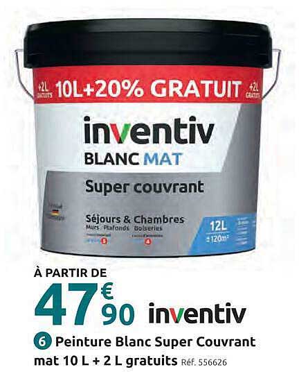 10L + 20% GRATUIT inventiv BLANC MAT Super couvrant