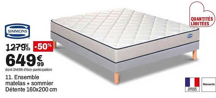 11. Ensemble matelas + sommier Détente 160x200 cm