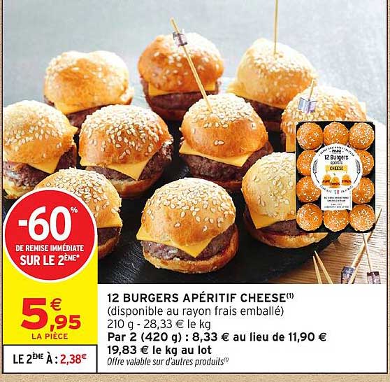 12 BURGERS APÉRITIF CHEESE